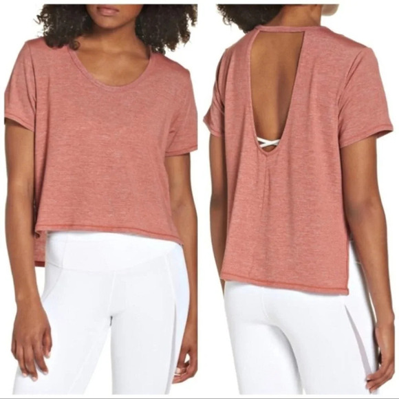 🍁 NWT Zella Rust Marsala Open Back Blouse Size XL - Picture 1 of 8